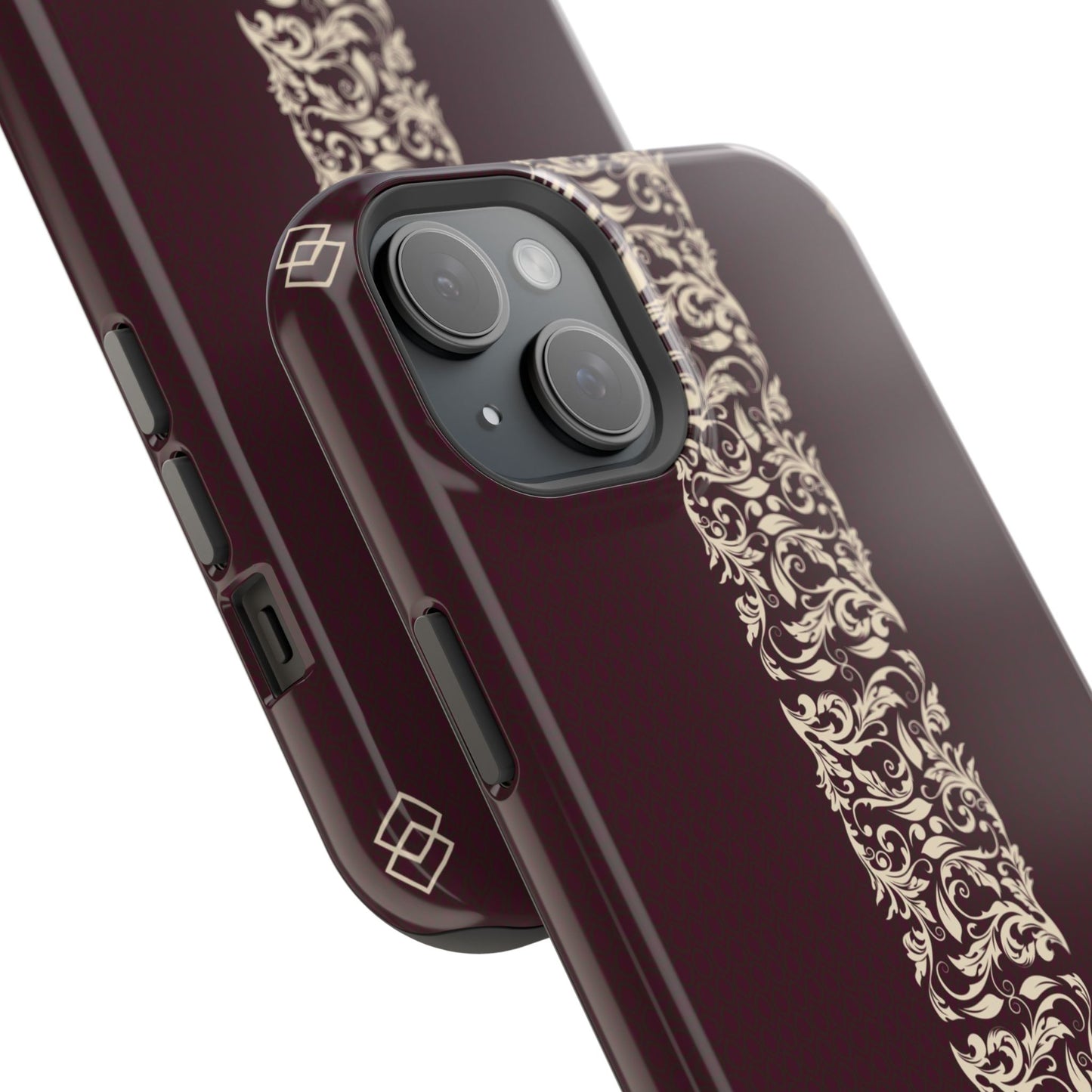 Red Dark and Beige geometric Design Iphone Magnetic Tough Case