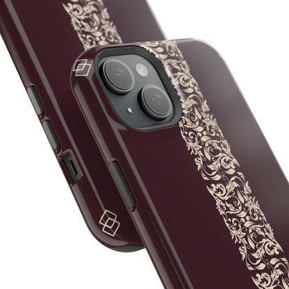 Red Dark and Beige geometric Design Iphone Magnetic Tough Case