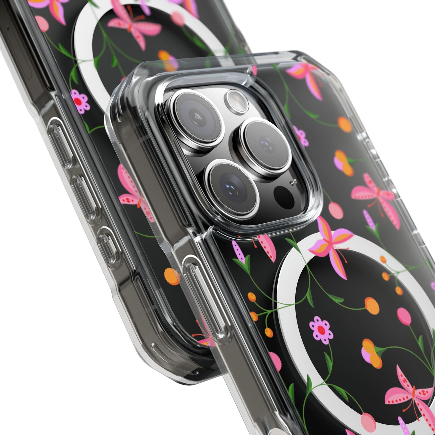 Pink Floral Garden  MagSafe Clear Phone Case