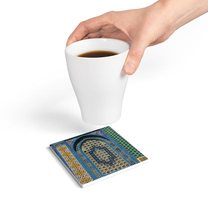 Masjid Al-Aqsa Pattern Ceramic Coaster, Stylish Drinkware, Home Decor, Gift for Housewarming, Coffee Table Accessory