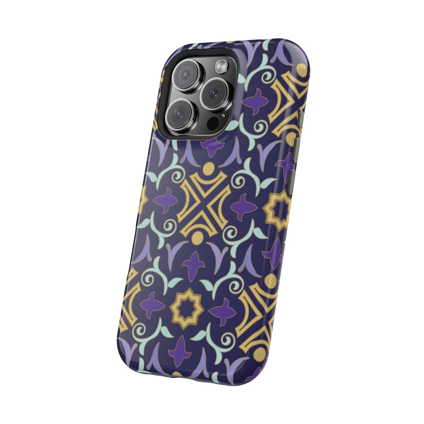 Geometric Purple and Gold Design Iphone Magnetic Tough Case