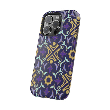 Geometric Purple and Gold Design Iphone Magnetic Tough Case