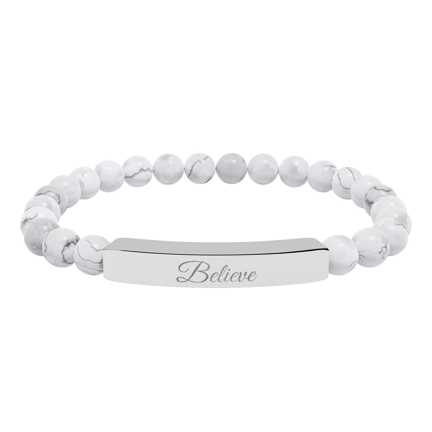 “Believe ” Engraved Natural Stone Bracelet - Meaningful Gift for Mindfulness and Style
