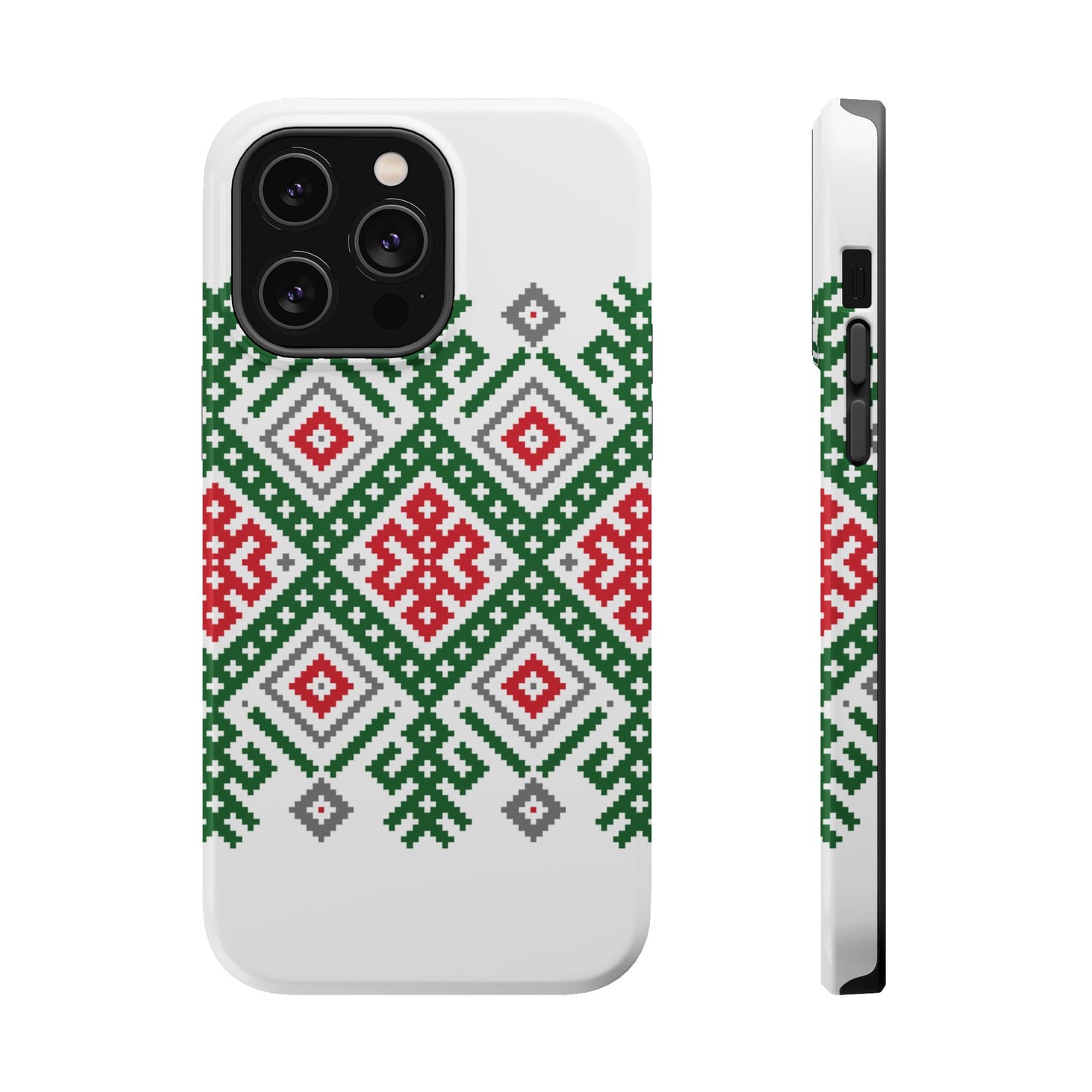 Red white Green and Black  Geometric Design Iphone Magnetic Tough Case