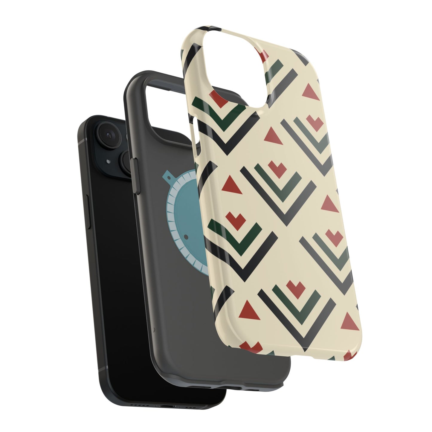 Red Black Green Geometric Design Iphone Magnetic Tough Case