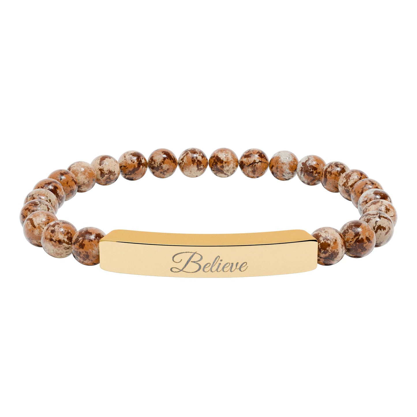 “Believe ” Engraved Natural Stone Bracelet - Meaningful Gift for Mindfulness and Style