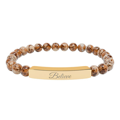 “Believe ” Engraved Natural Stone Bracelet - Meaningful Gift for Mindfulness and Style