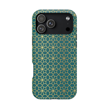 Gold and Green Flower Design - Iphone Magnetic Tough Case