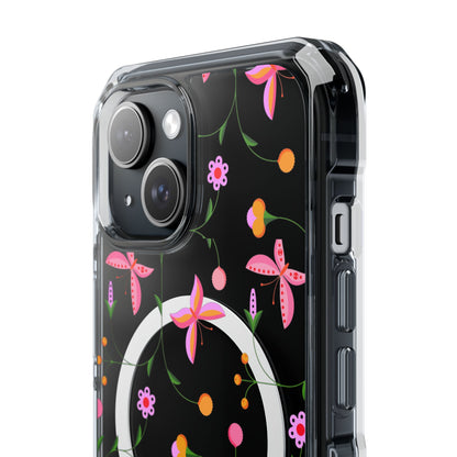 Pink Floral Garden  MagSafe Clear Phone Case