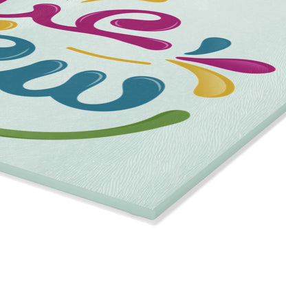 Festive Glass Cutting Board - Colorful Eid Design