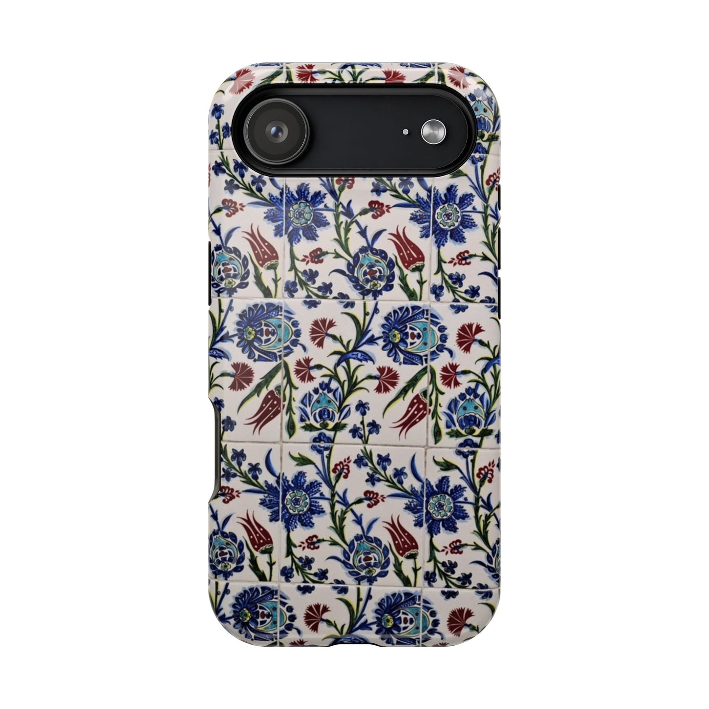Blue ceramic Floral Design - Iphone Magnetic Tough Case