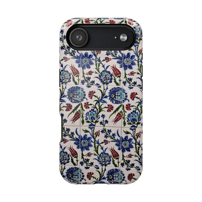 Blue ceramic Floral Design - Iphone Magnetic Tough Case
