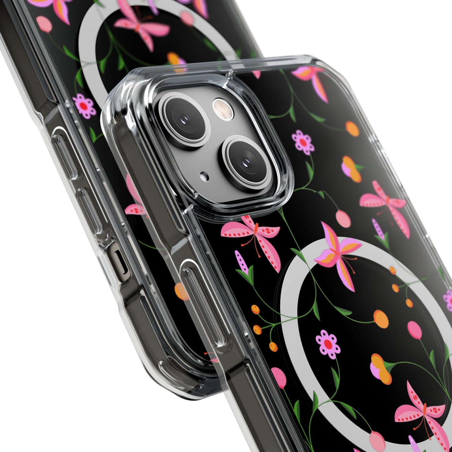 Pink Floral Garden  MagSafe Clear Phone Case