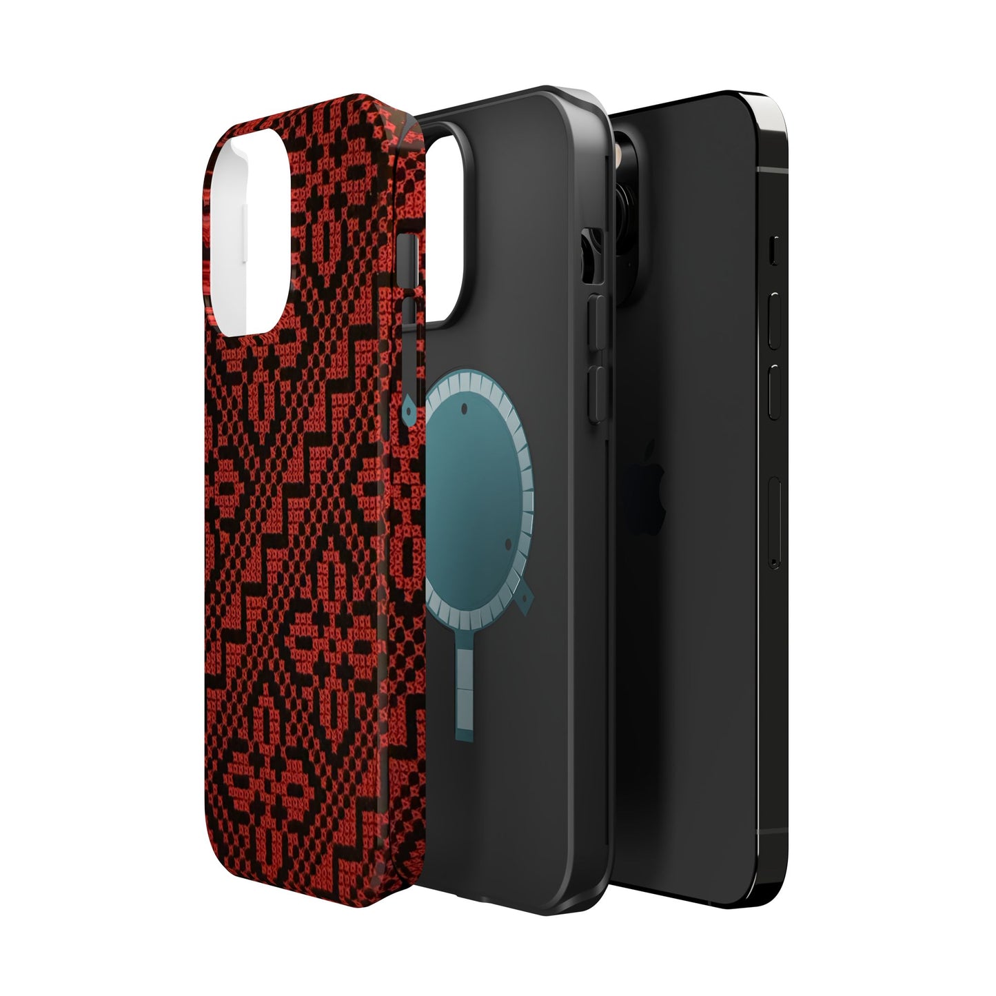 Red and Black Tatreez Design - Iphone Magnetic Tough Case