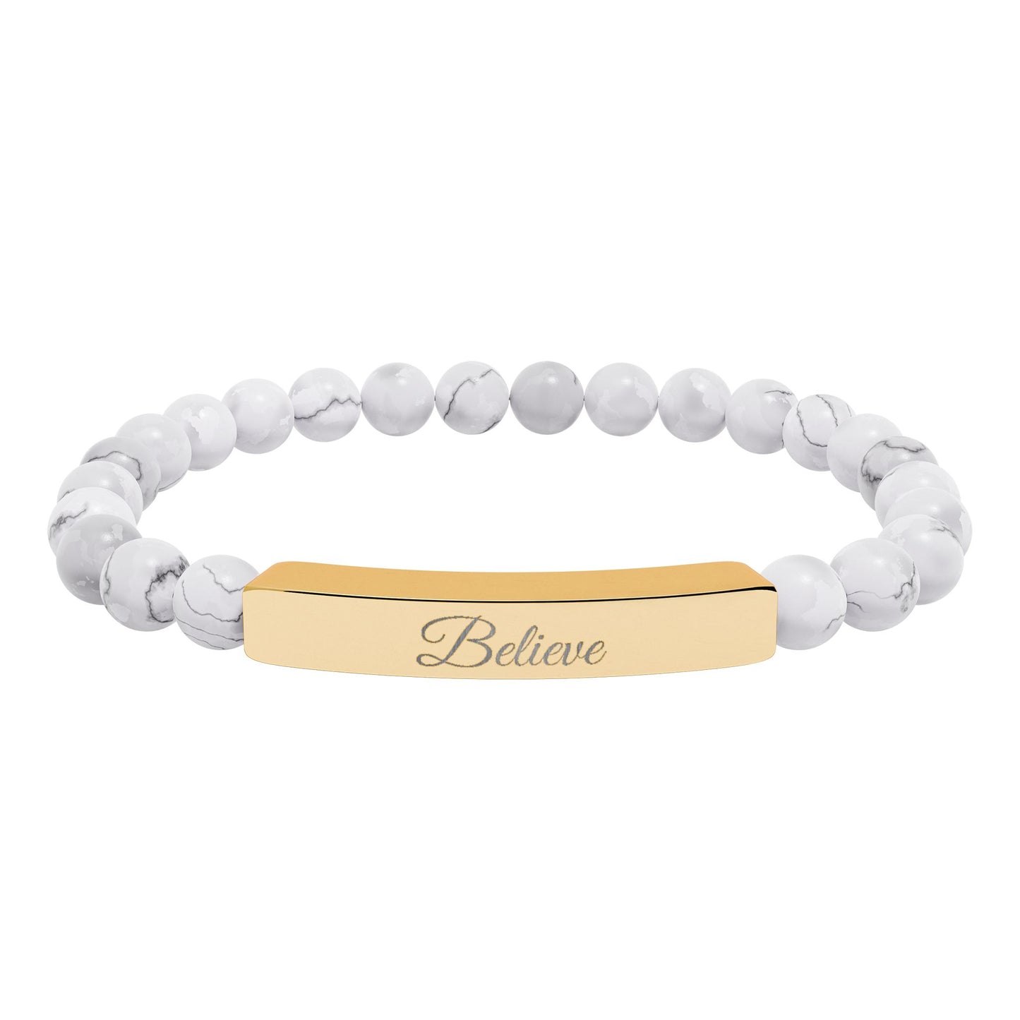 “Believe ” Engraved Natural Stone Bracelet - Meaningful Gift for Mindfulness and Style