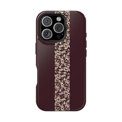 Red Dark and Beige geometric Design Iphone Magnetic Tough Case
