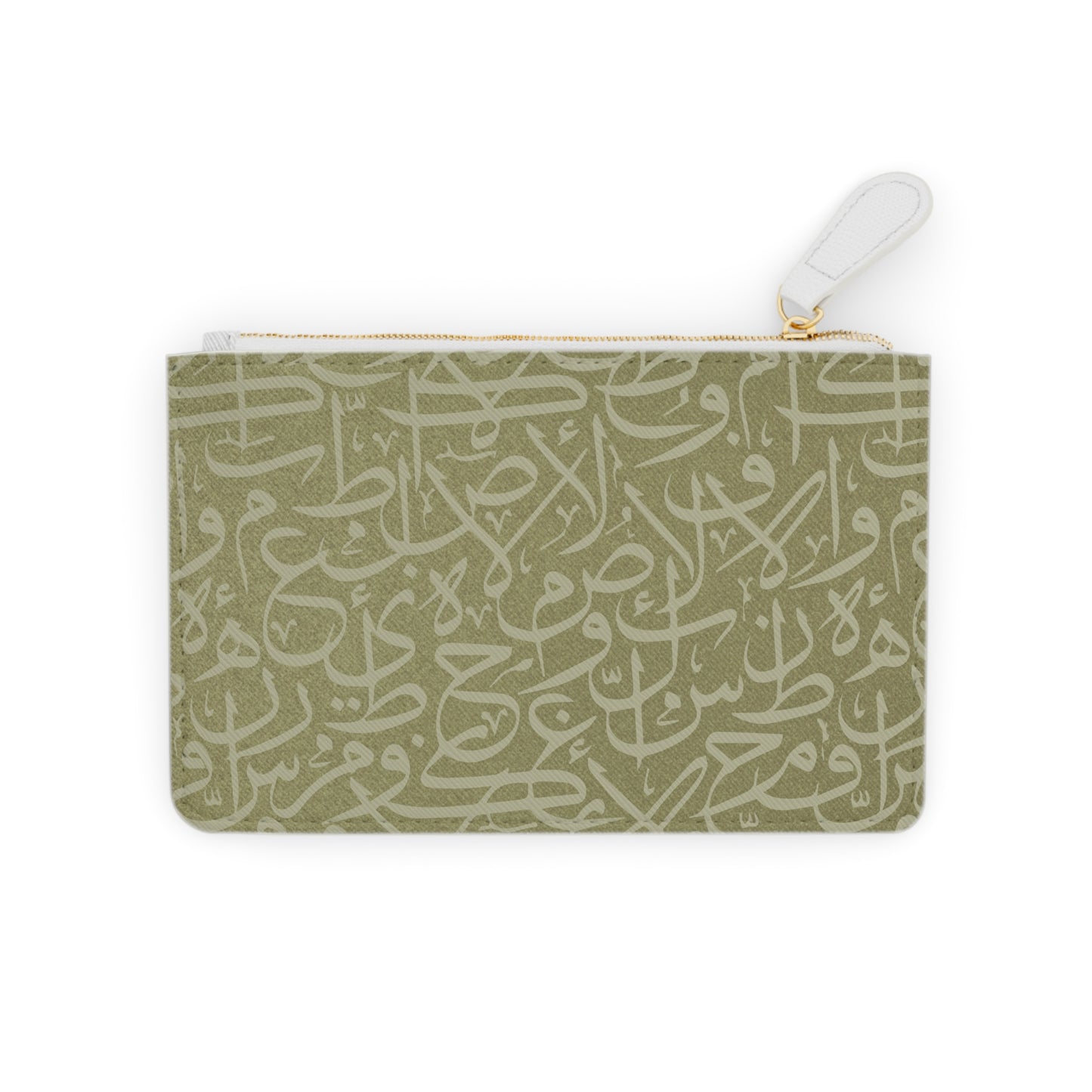 Olive Green Arabic Letters Mini Clutch Bag