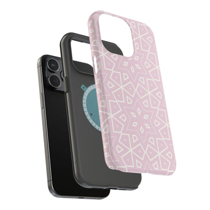 Pink and White Geometric Design Iphone Magnetic Tough Case