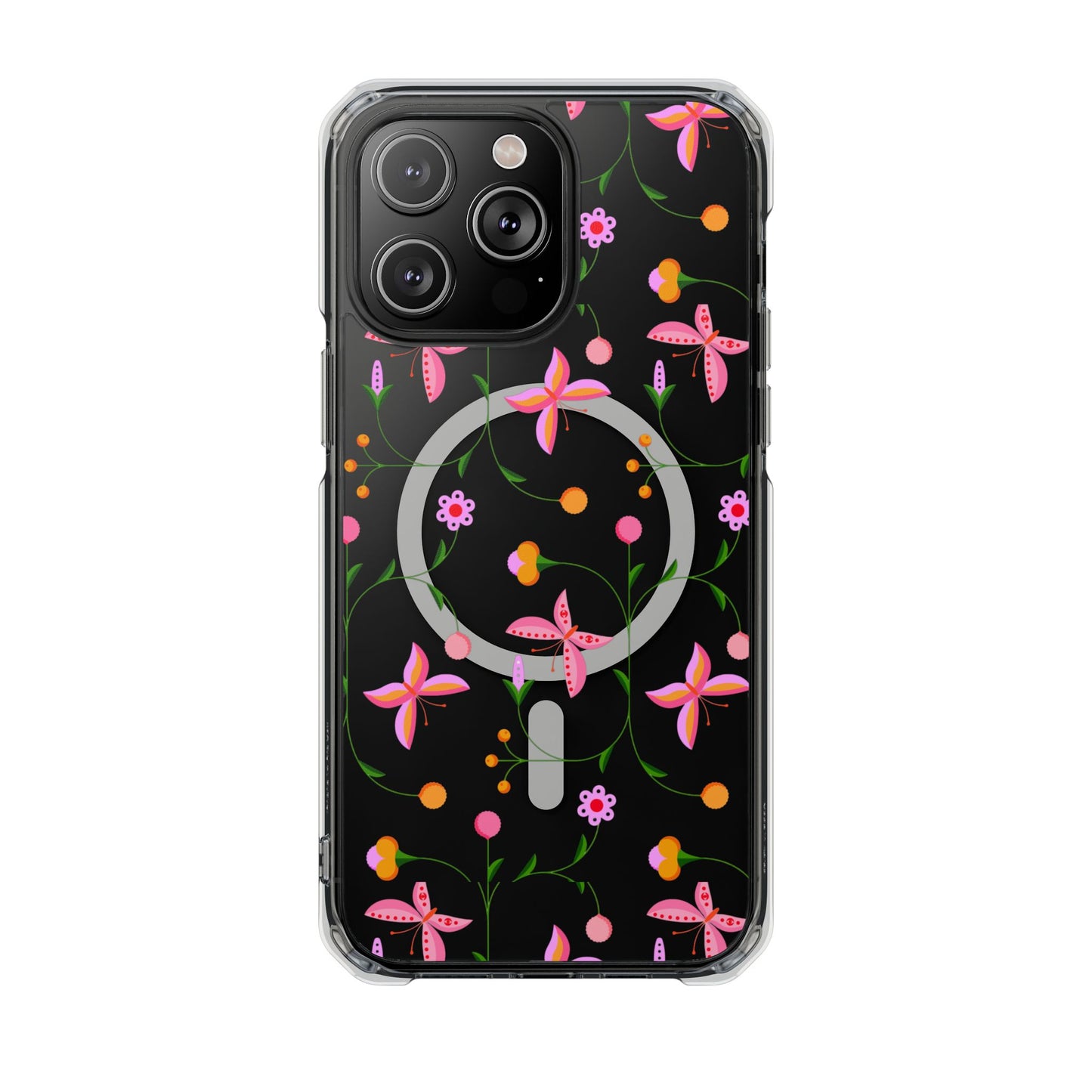 Pink Floral Garden  MagSafe Clear Phone Case