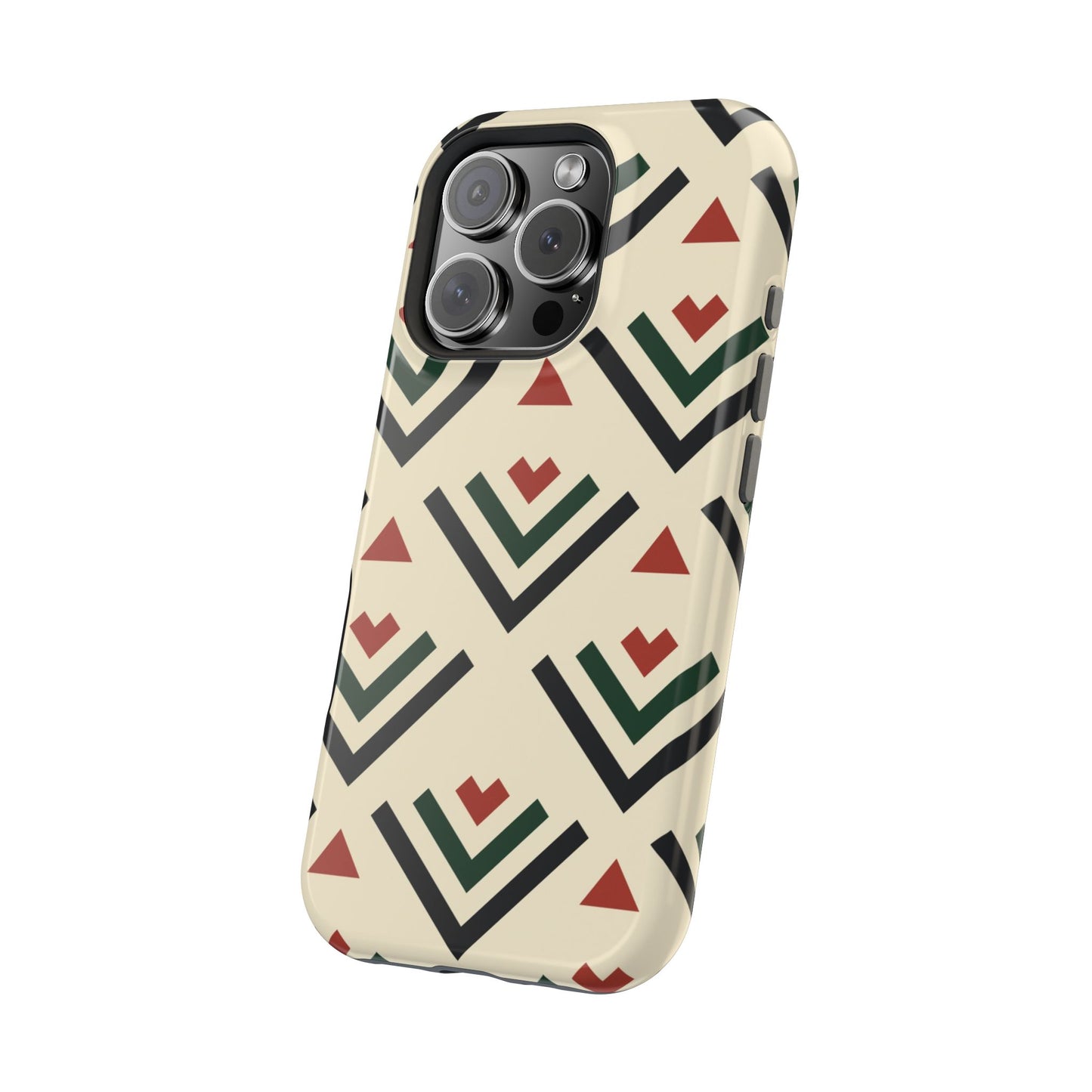 Red Black Green Geometric Design Iphone Magnetic Tough Case