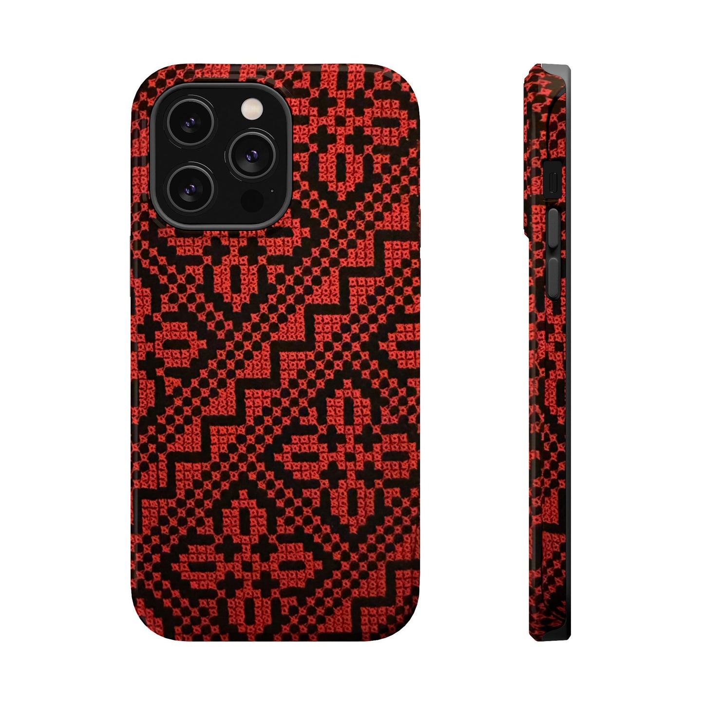 Red and Black Tatreez Design - Iphone Magnetic Tough Case