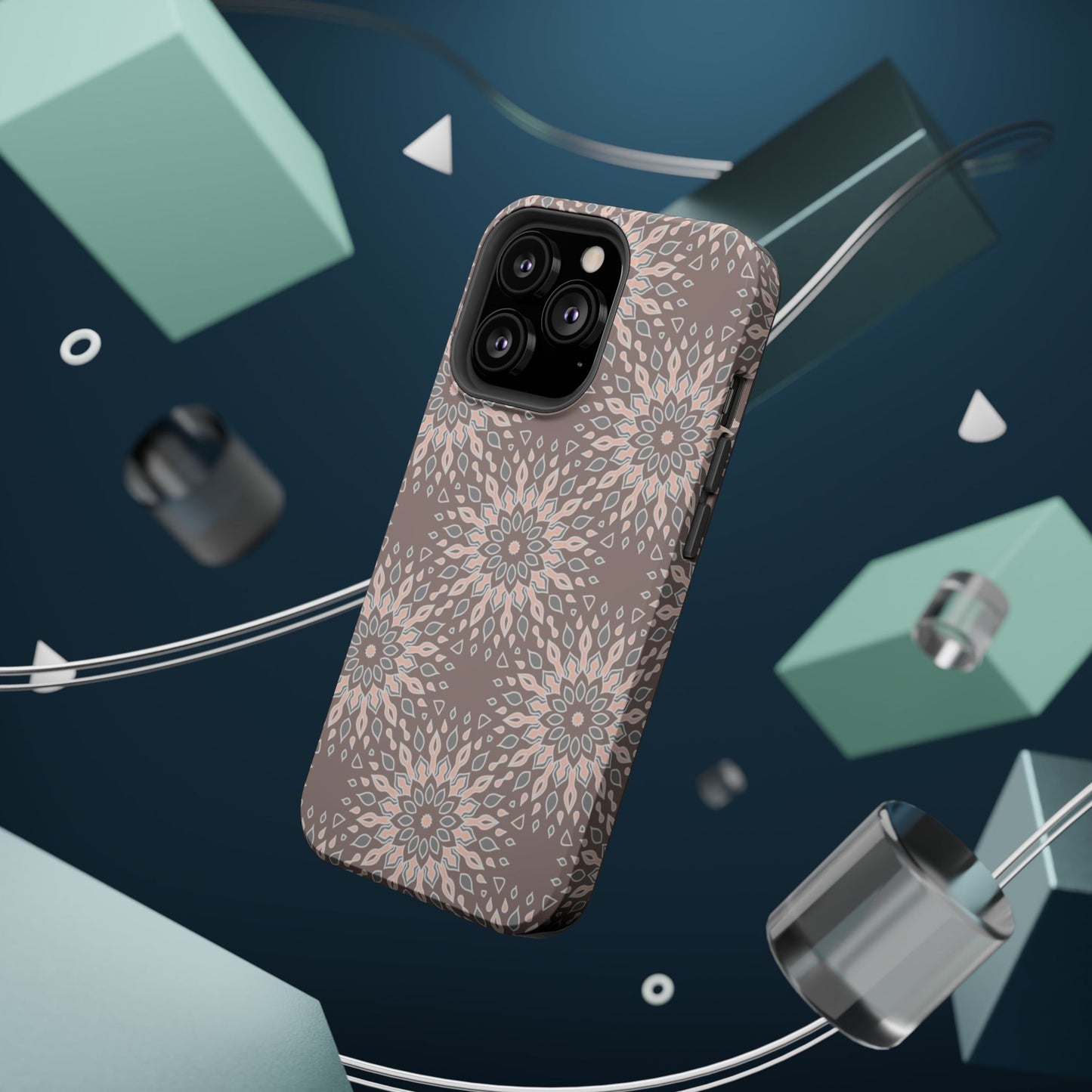 Beige Floral Design - Iphone Magnetic Tough Case