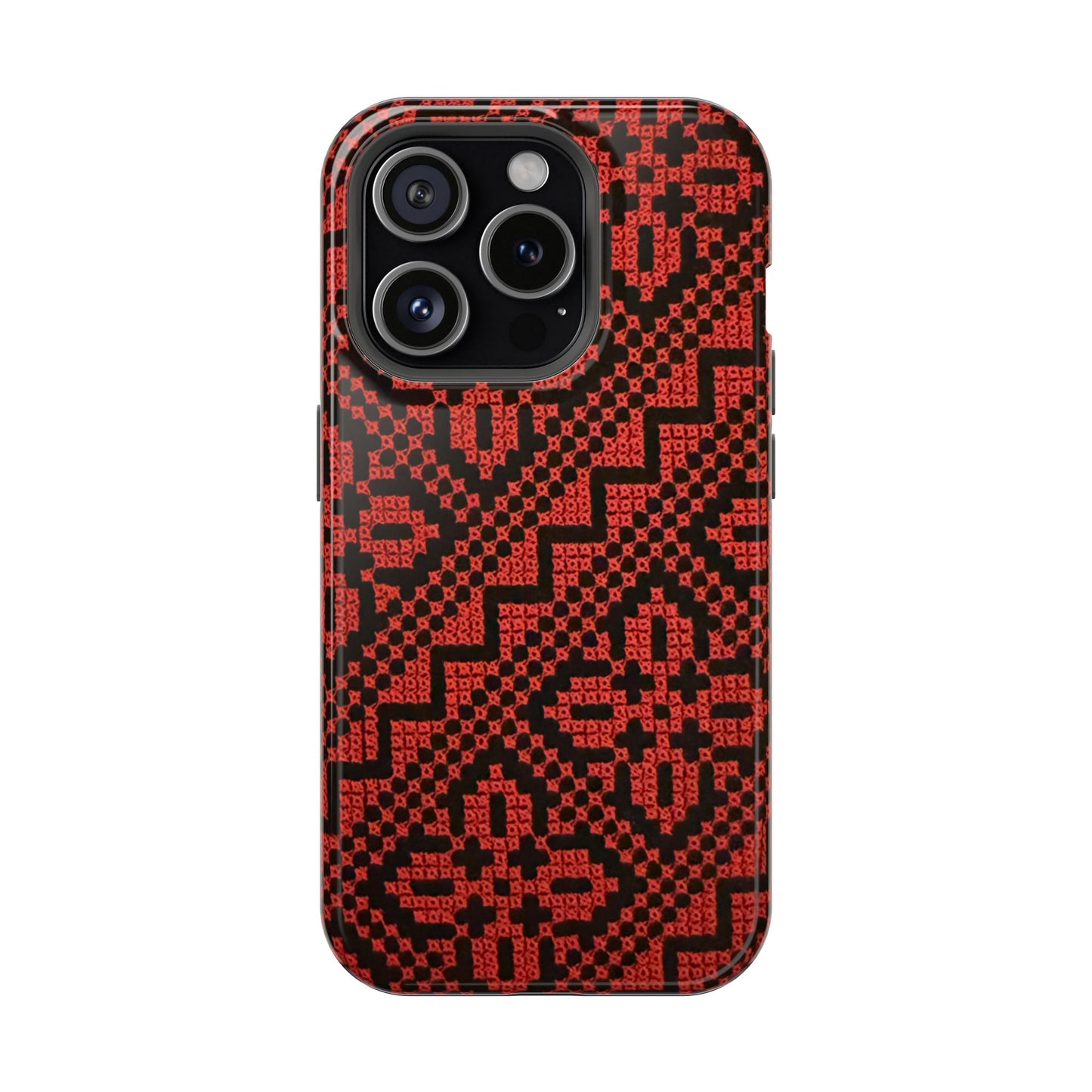 Red and Black Tatreez Design - Iphone Magnetic Tough Case