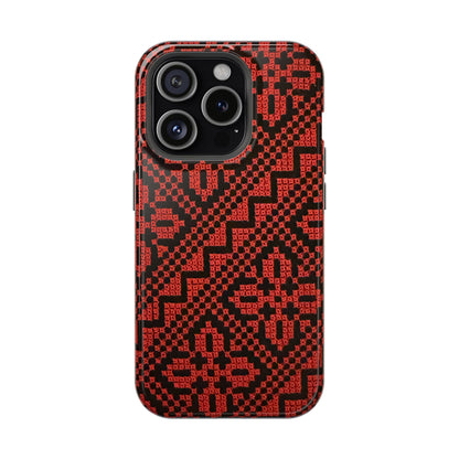 Red and Black Tatreez Design - Iphone Magnetic Tough Case