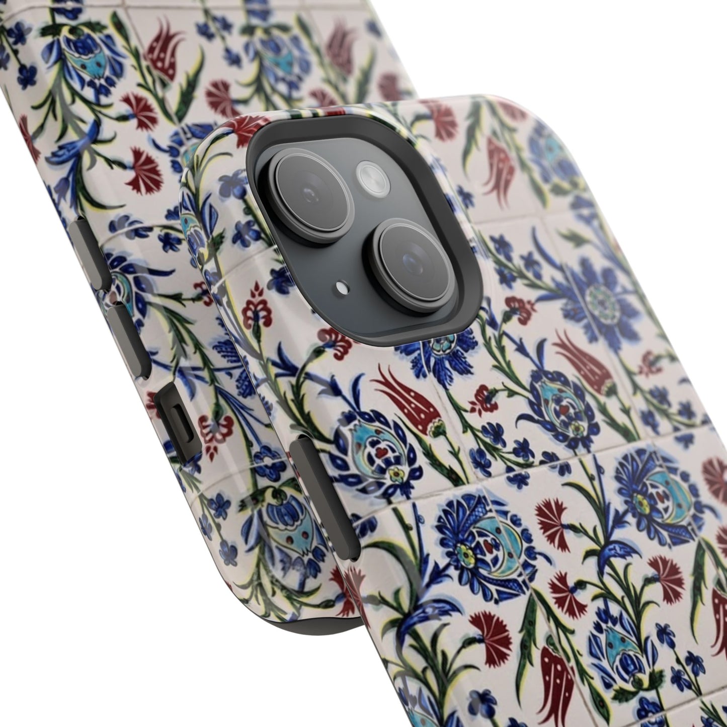 Blue ceramic Floral Design - Iphone Magnetic Tough Case