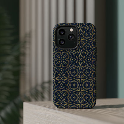 Navy and Gold Geometric Design Iphone Magnetic Tough Case