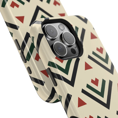 Red Black Green Geometric Design Iphone Magnetic Tough Case
