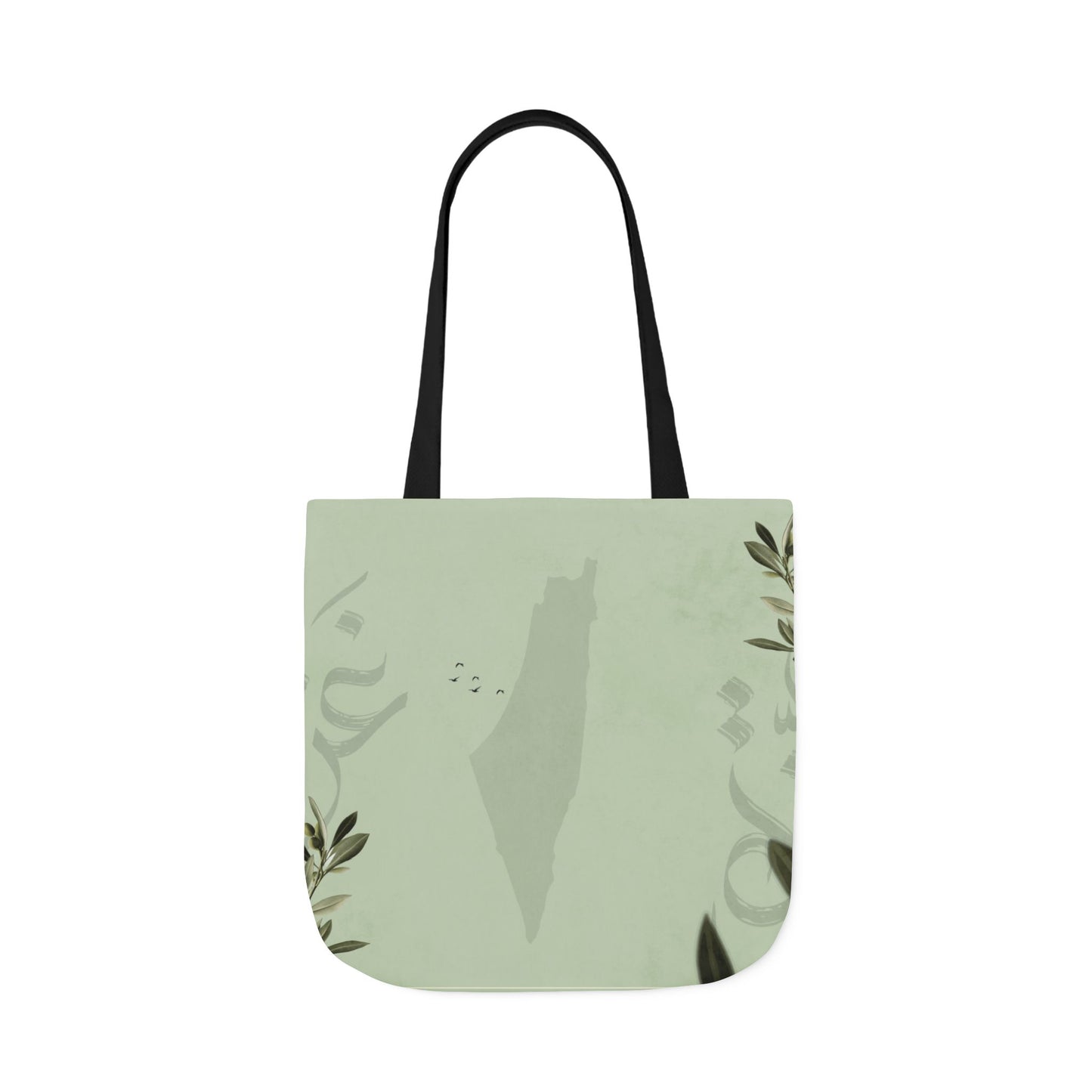 Olive Green Ghaza Letters  Tote Bag, 2-Color Straps