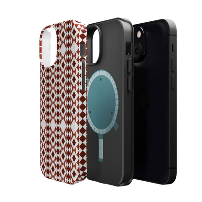 Red and White geometric Design Iphone Magnetic Tough Case