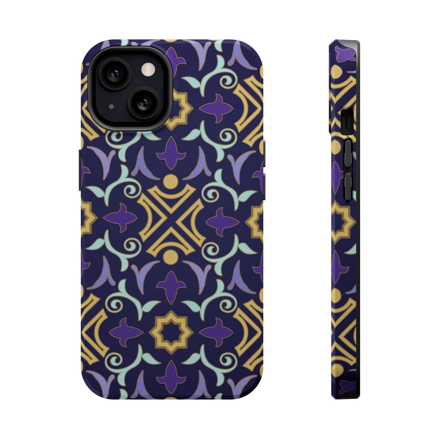 Geometric Purple and Gold Design Iphone Magnetic Tough Case