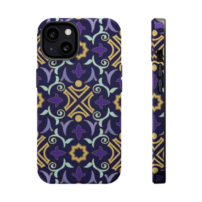 Geometric Purple and Gold Design Iphone Magnetic Tough Case
