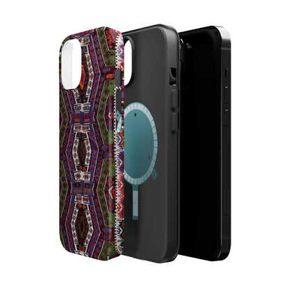 Purple and Green Geometric  Design - Iphone Magnetic Tough Case