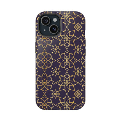 Gold and Purple Geometric Design Iphone Magnetic Tough Case