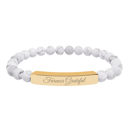 “Forever Grateful” Engraved -Natural Stone Bracelet