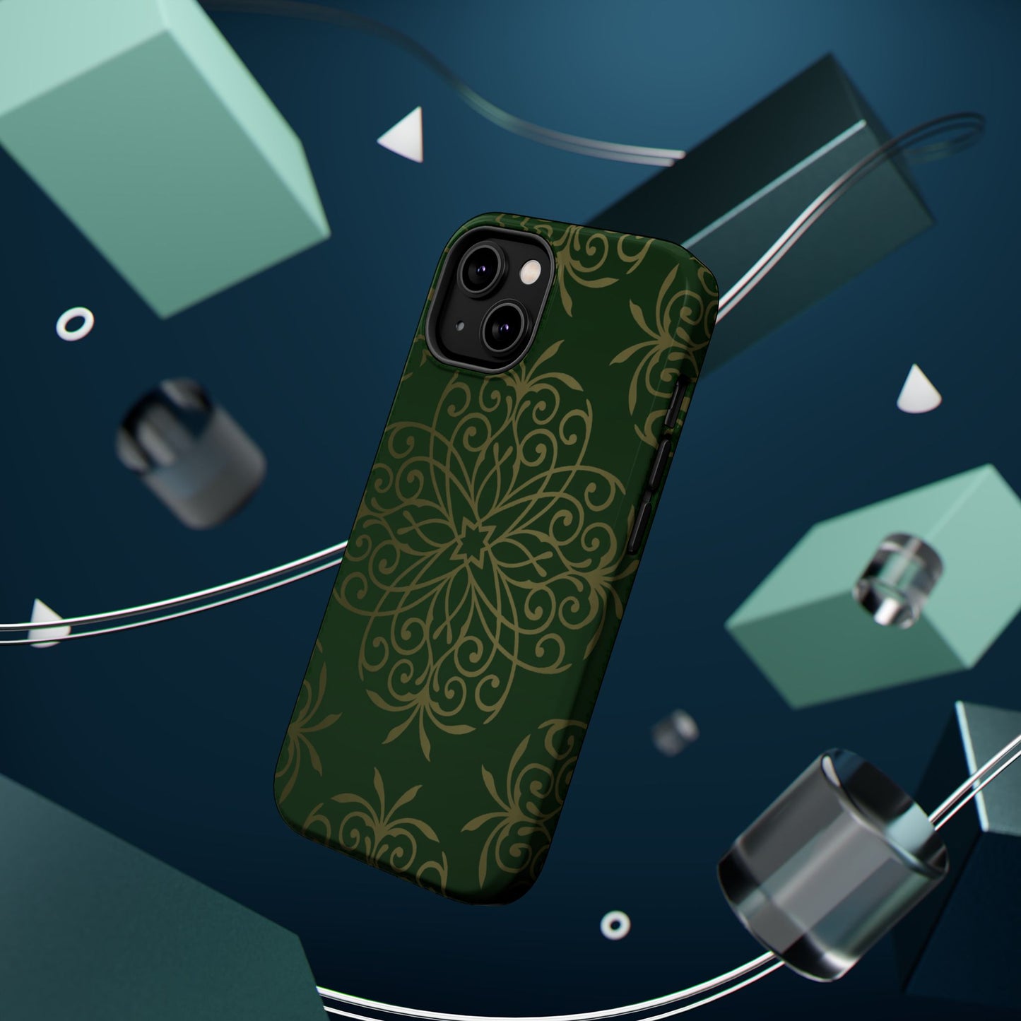 Gold and Green Flowery Design - Iphone Magnetic Tough Case