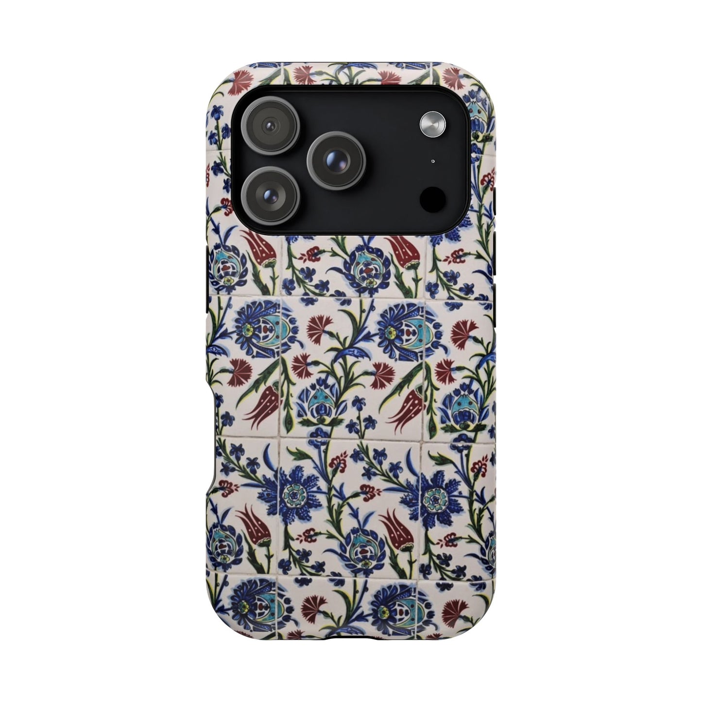 Blue ceramic Floral Design - Iphone Magnetic Tough Case