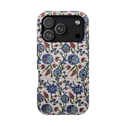 Blue ceramic Floral Design - Iphone Magnetic Tough Case