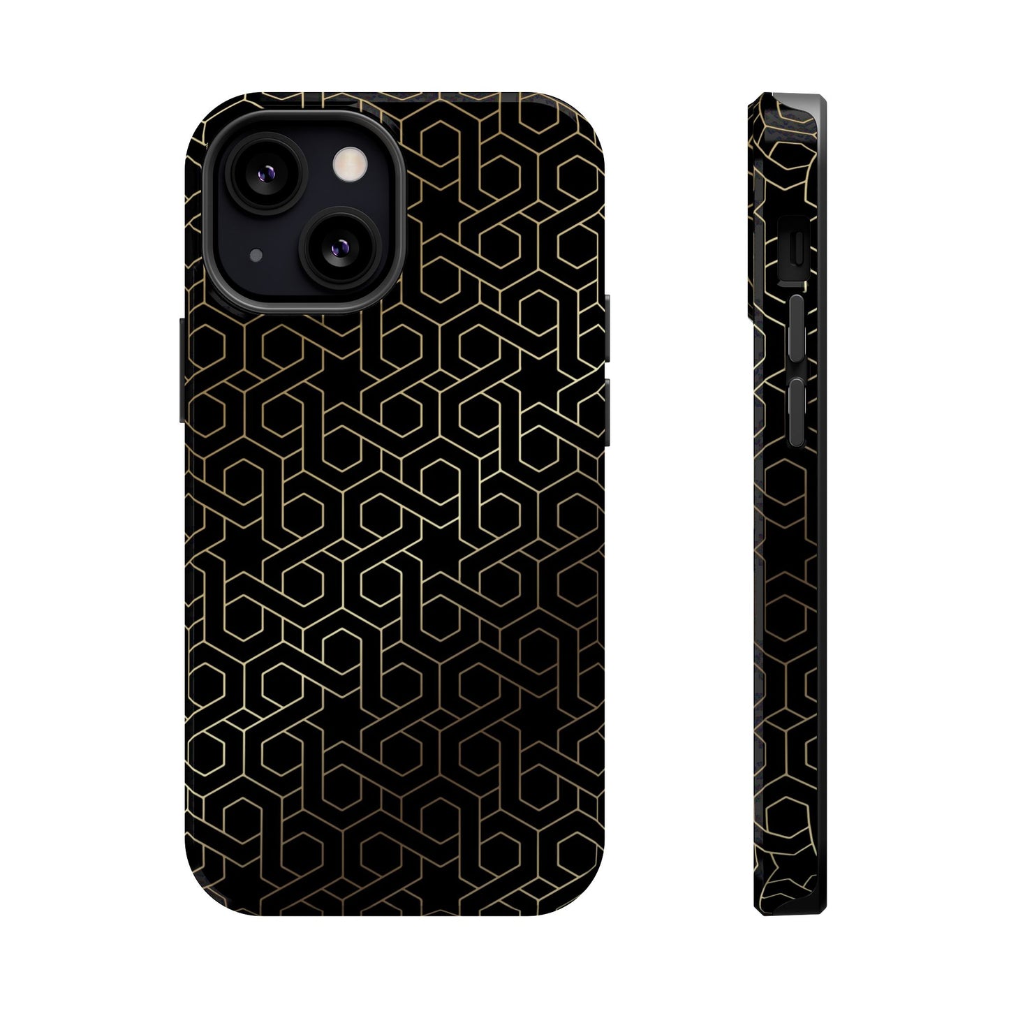 Black and Gold ⭐️ Geometric Design Iphone Magnetic Tough Case