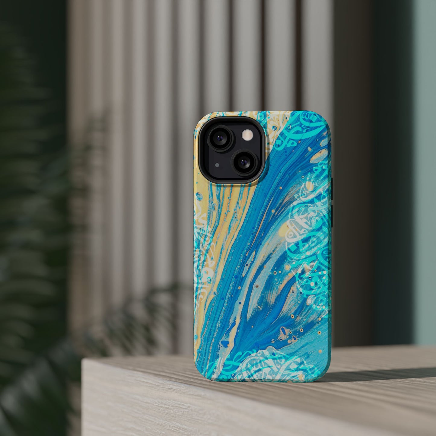 Arabic splash of Blue- Iphone Magnetic Tough Case