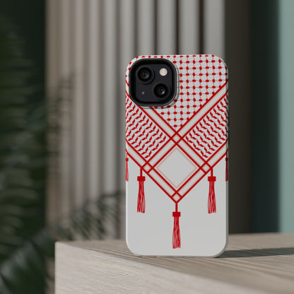 Red and White Shmagh Design Iphone Magnetic Tough Case