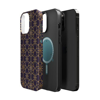 Gold and Purple Geometric Design Iphone Magnetic Tough Case
