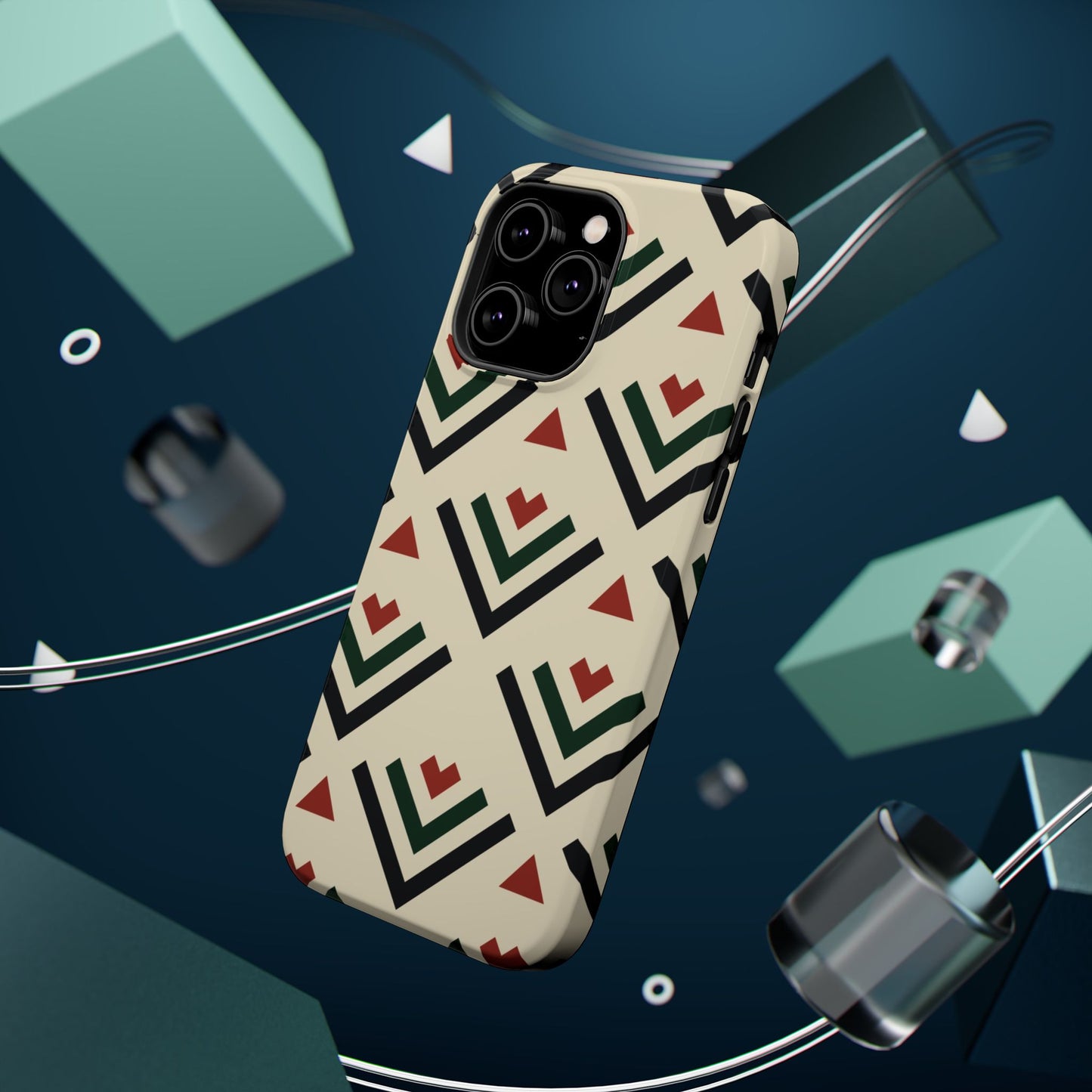 Red Black Green Geometric Design Iphone Magnetic Tough Case