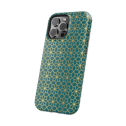 Gold and Green Flower Design - Iphone Magnetic Tough Case