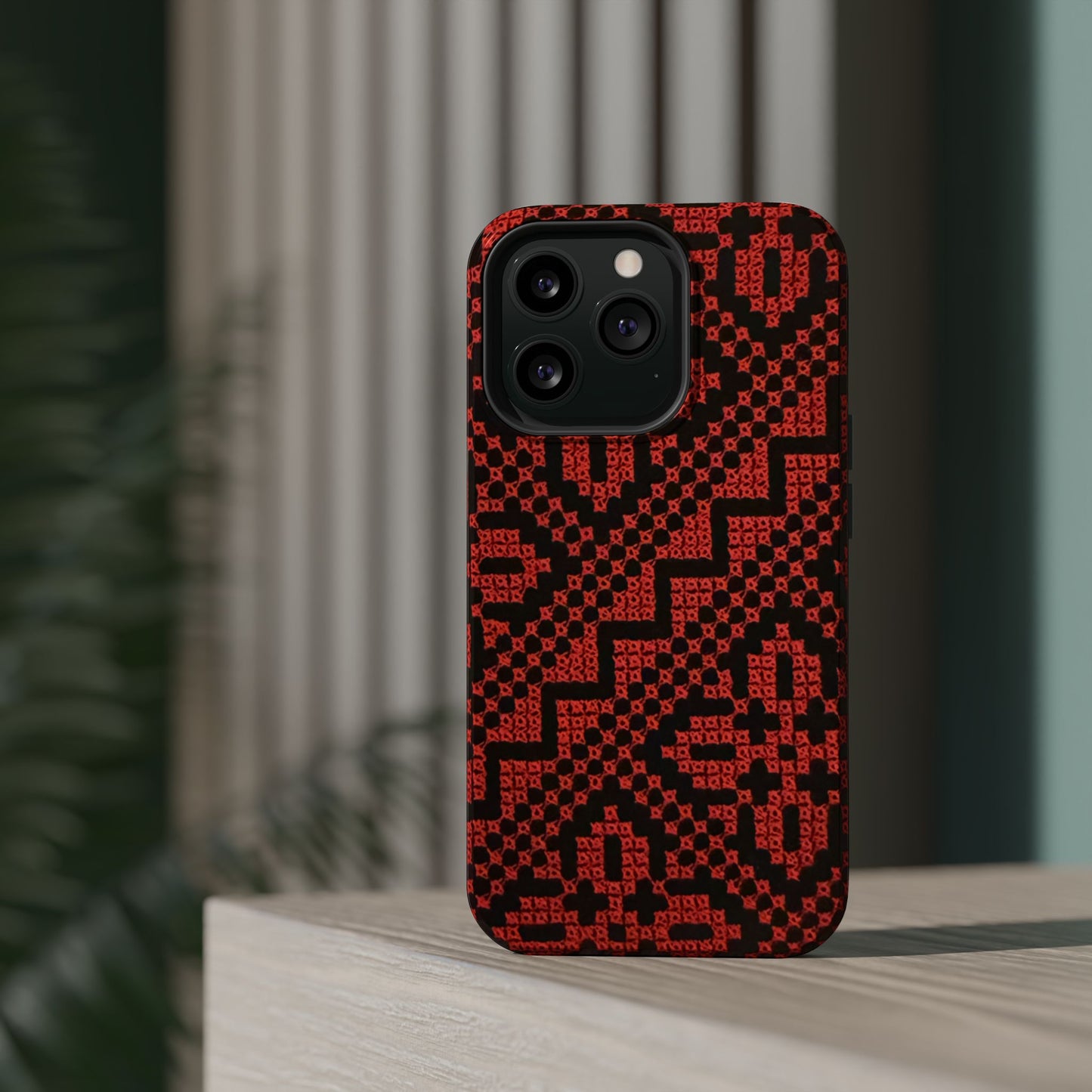 Red and Black Tatreez Design - Iphone Magnetic Tough Case