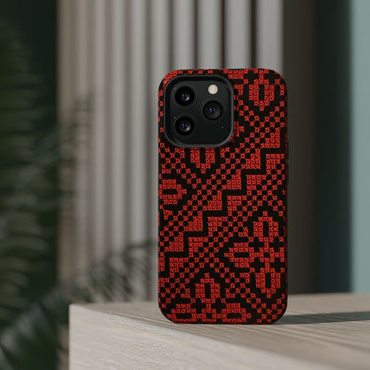 Red and Black Tatreez Design - Iphone Magnetic Tough Case