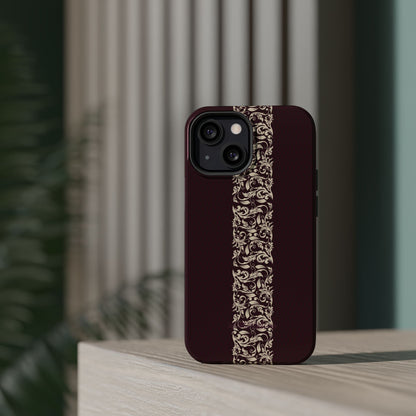 Red Dark and Beige geometric Design Iphone Magnetic Tough Case